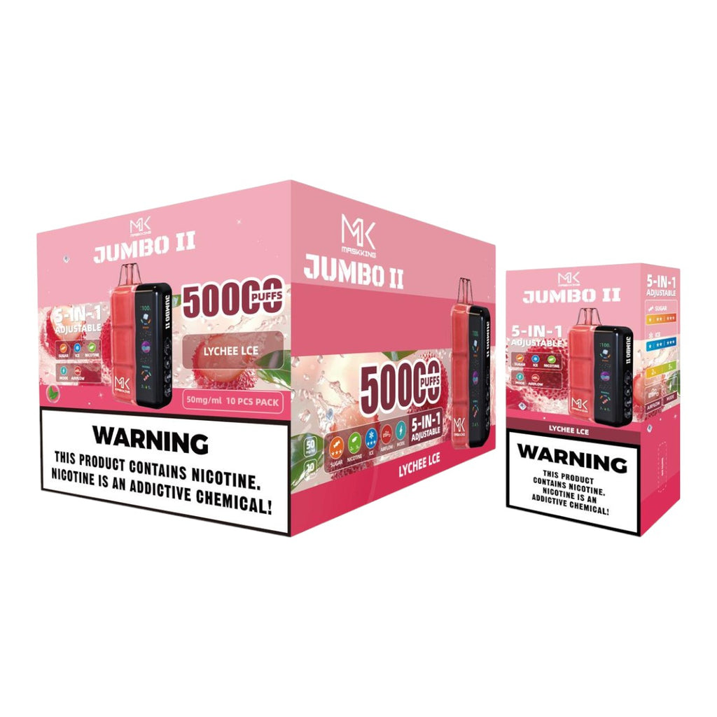 Maskking Jumbo II 50K puffs 10-Pack mayoreo - caja con 10 piezas recargables originales México
