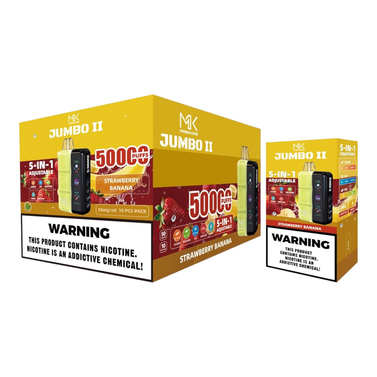 Maskking Jumbo II 50K puffs 10-Pack mayoreo - caja con 10 piezas recargables originales México