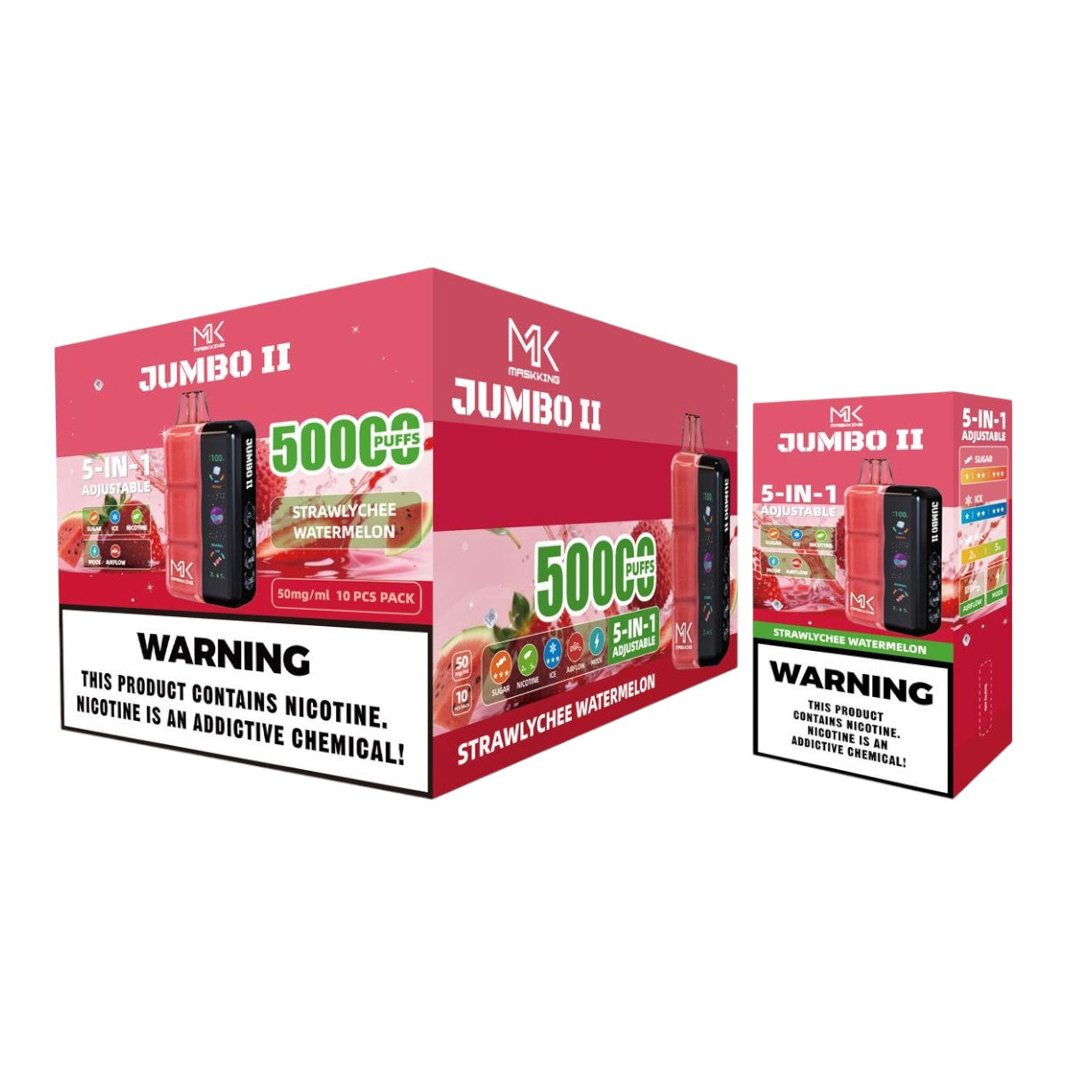 Maskking Jumbo II 50K puffs 10-Pack mayoreo - caja con 10 piezas recargables originales México