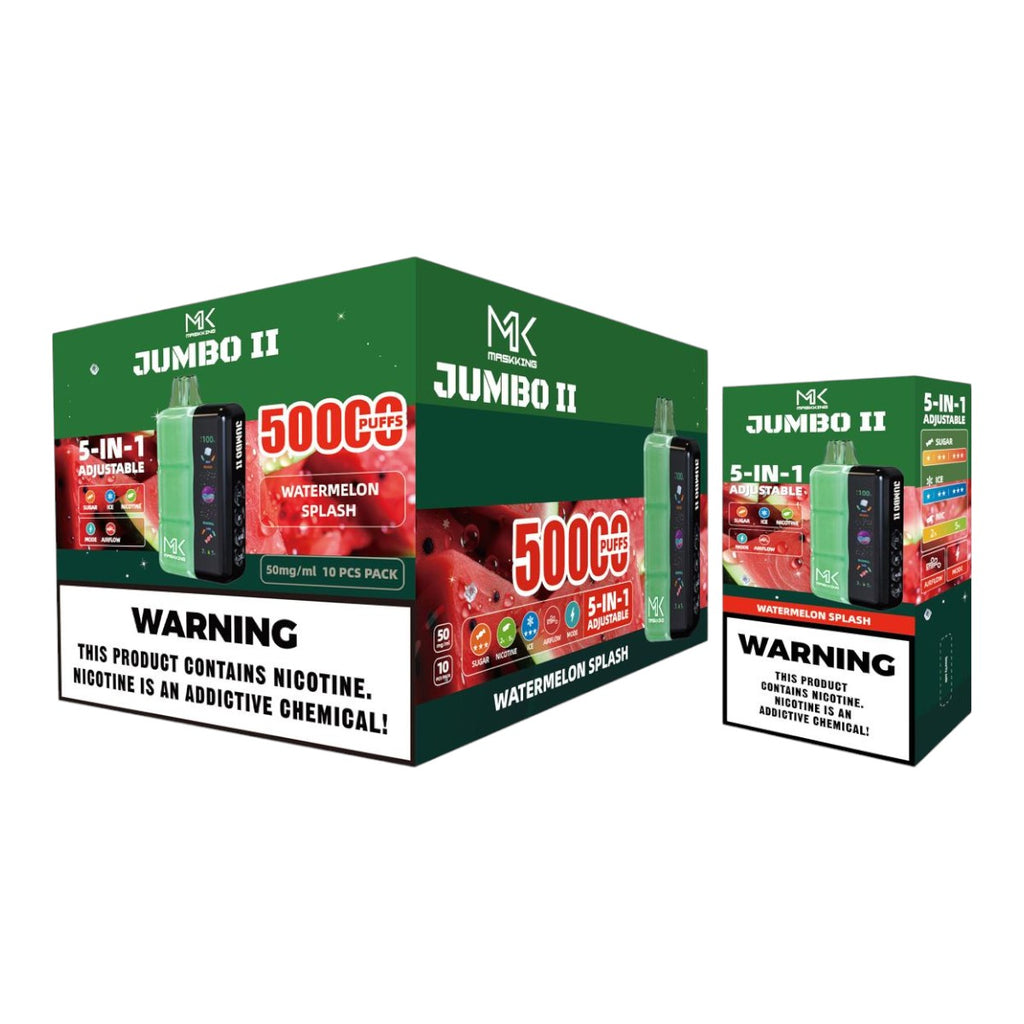 Maskking Jumbo II 50K puffs 10-Pack mayoreo - caja con 10 piezas recargables originales México