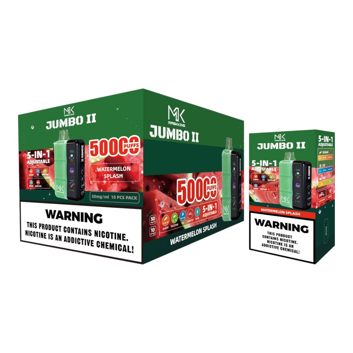 Maskking Jumbo II 50K puffs 10-Pack mayoreo - caja con 10 piezas recargables originales México