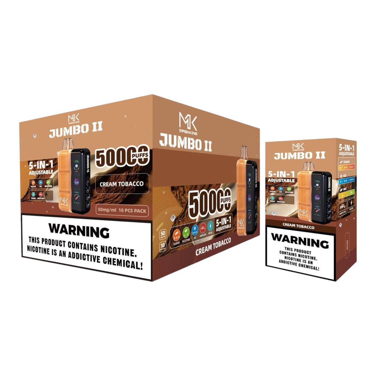 Maskking Jumbo II 50K puffs 10-Pack mayoreo - caja con 10 piezas recargables originales México