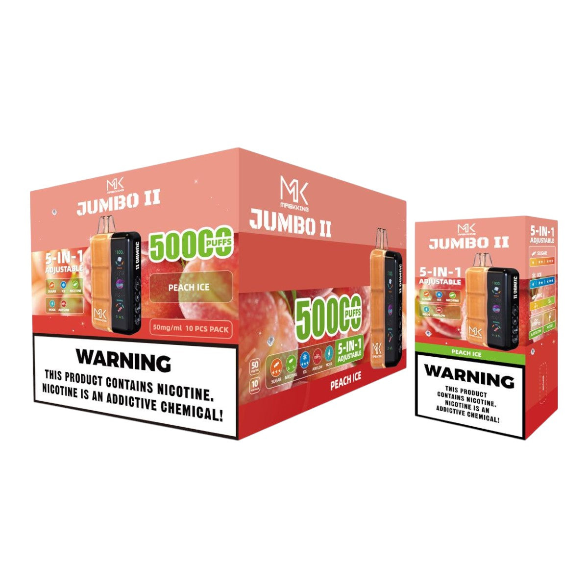 Maskking Jumbo II 50K puffs 10-Pack mayoreo - caja con 10 piezas recargables originales México