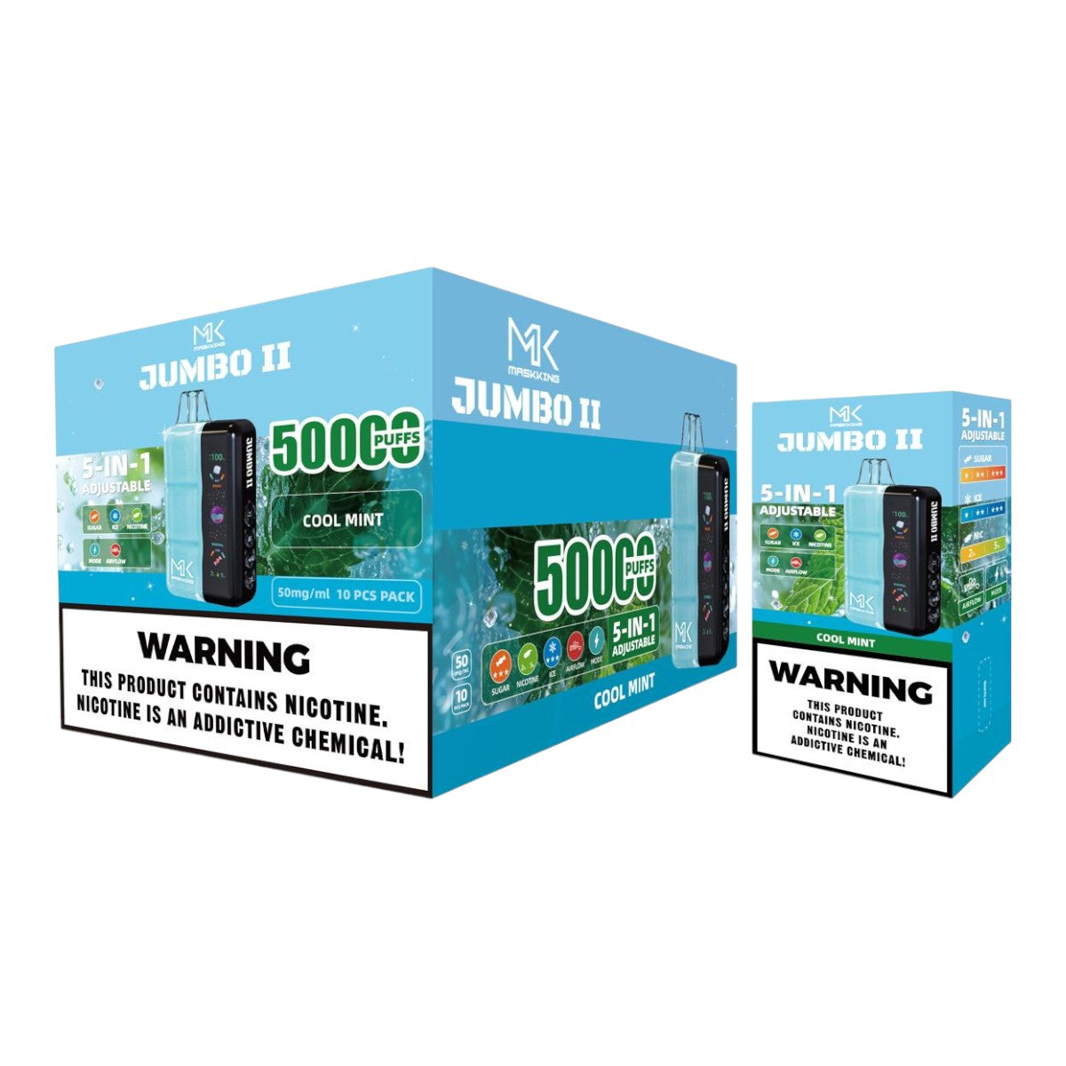 Maskking Jumbo II 50K puffs 10-Pack mayoreo - caja con 10 piezas recargables originales México