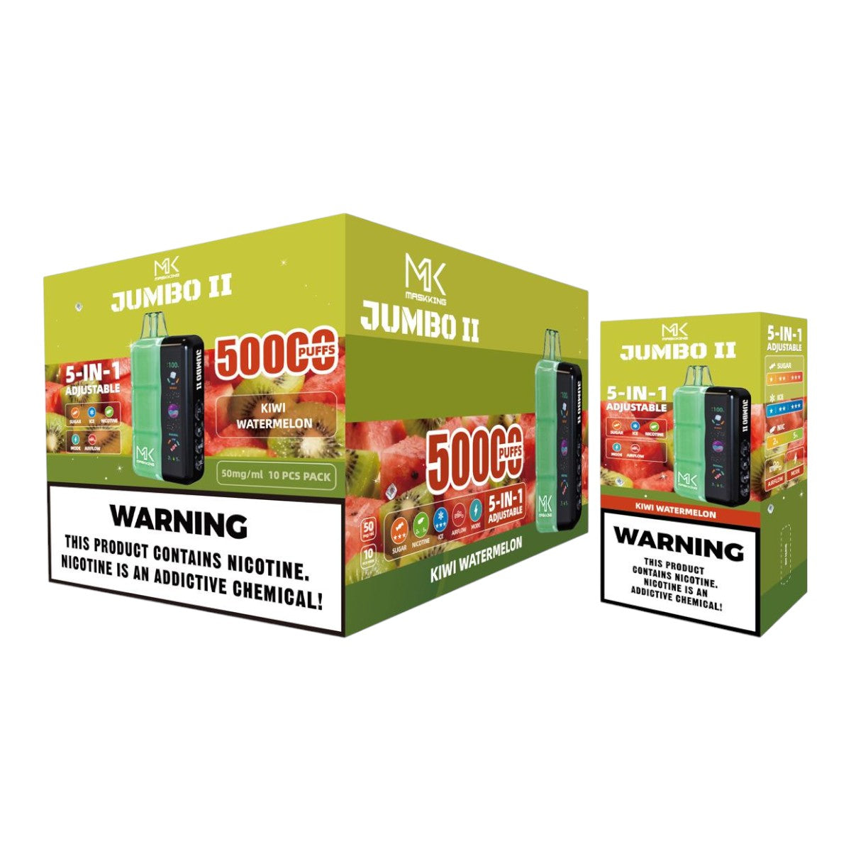 Maskking Jumbo II 50K puffs 10-Pack mayoreo - caja con 10 piezas recargables originales México