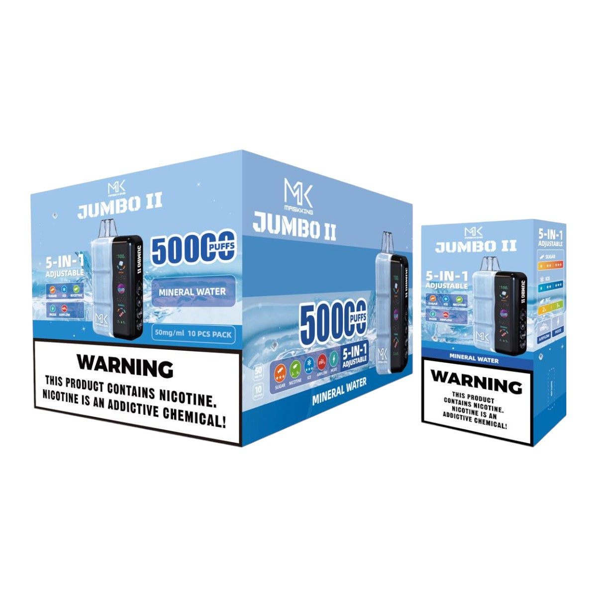 Maskking Jumbo II 50K puffs 10-Pack mayoreo - caja con 10 piezas recargables originales México