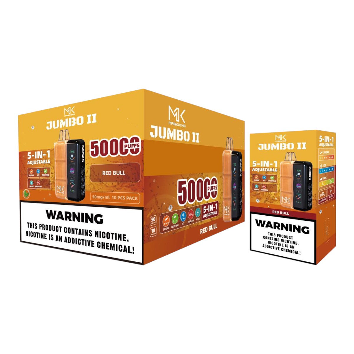 Maskking Jumbo II 50K puffs 10-Pack mayoreo - caja con 10 piezas recargables originales México